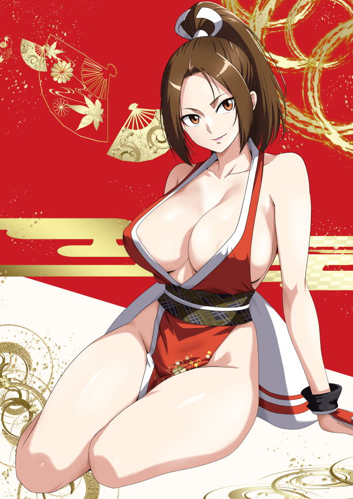 1girl breasts fatal_fury large_breasts long_hair minpei_ichigo shiranui_mai