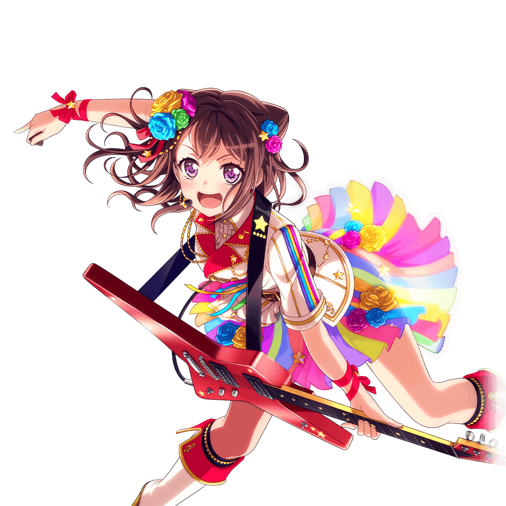 1girl bang_dream! brown_hair cone_hair_bun hair_bun hair_ornament official_art purple_eyes solo star_(symbol) star_hair_ornament toyama_kasumi