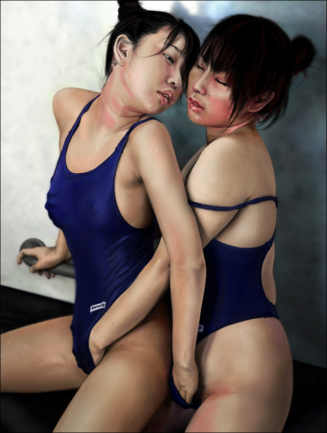 2girls Fingering Multiple Girls Mutual Masturbation One Piece Swimsuit Realistic Saliva