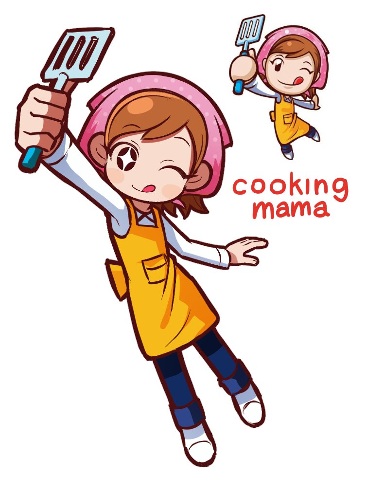 :p :q ;p ;q apron brothers brown_hair cooking_mama jjjjtaaaku licking_lips male_focus one_eye_closed siblings smile tongue tongue_out white_background