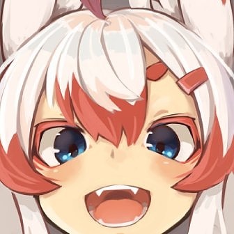 1girl animal_ears blue_eyes blush canines colored_eyelashes face fangs female_focus fox_ears fox_girl lowres multicolored_hair open_mouth original smile white_hair zizi_niisan