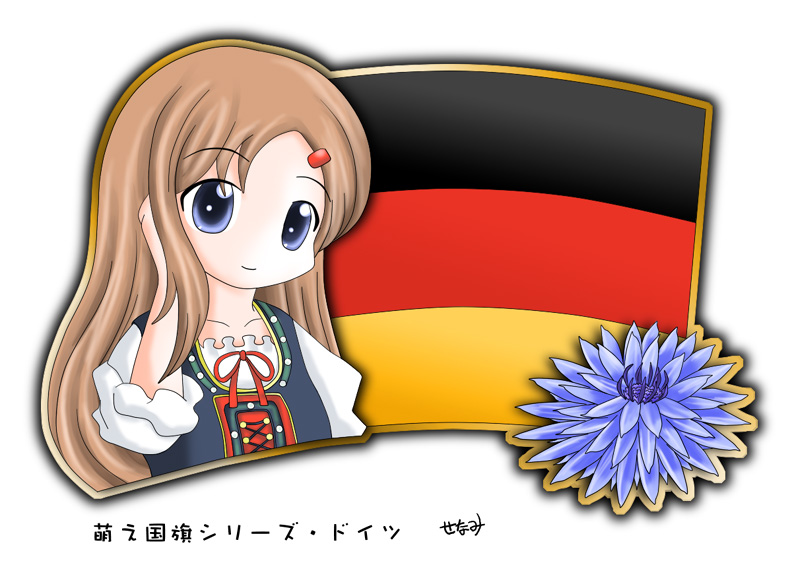 1girl blonde_hair blue_eyes cornflower flag flower german_flag germany long_hair murakami_senami