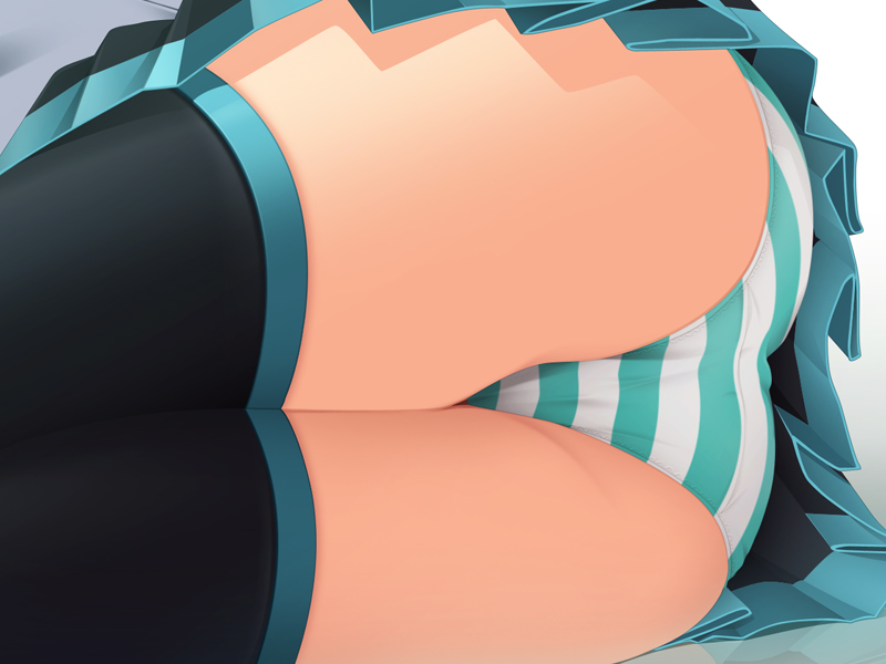 Samuneturi Hatsune Miku Vocaloid 1girl Ass Ass Focus Black Thighhighs Close Up Panties