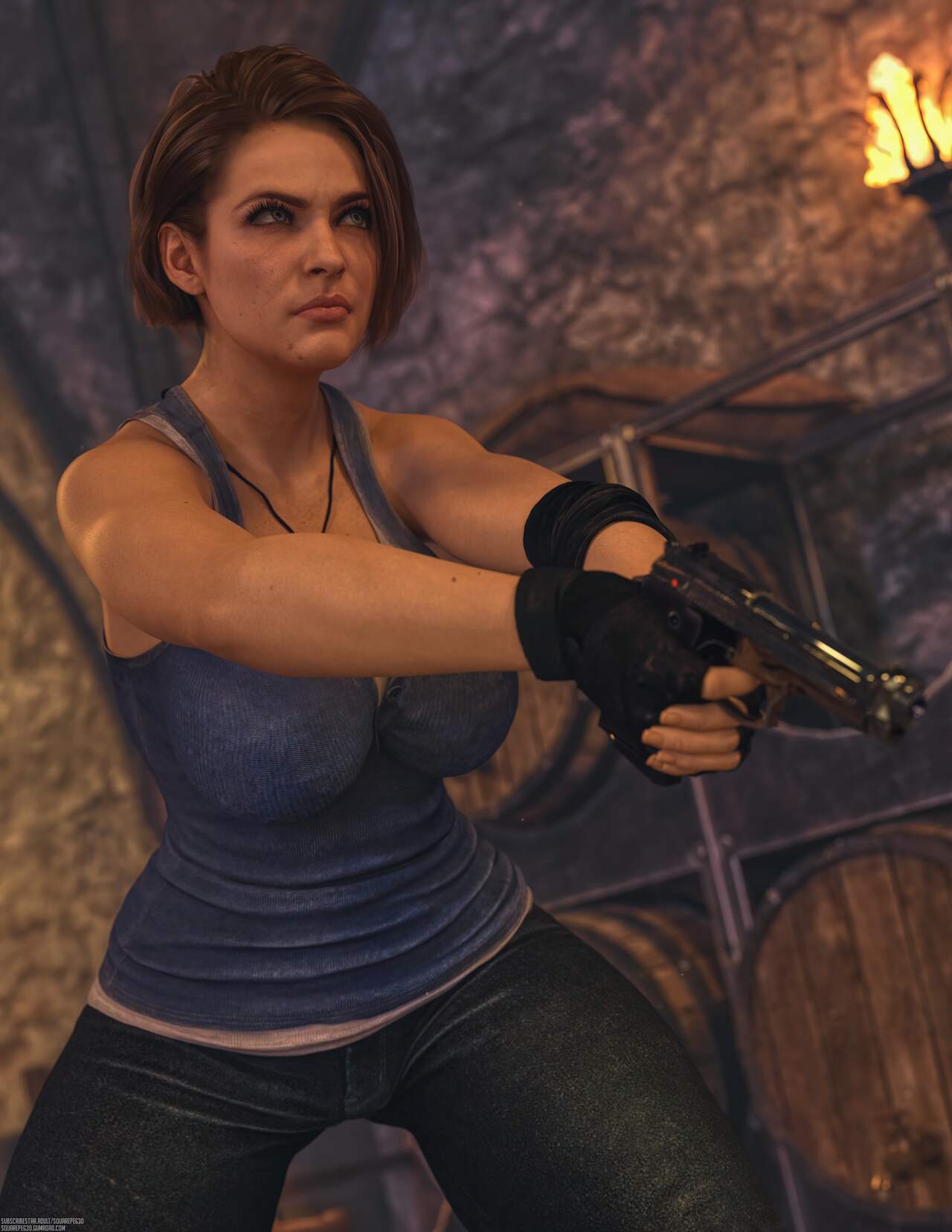 Jill Valentine Resident Evil Highres Tagme 1girl 3d Breasts 