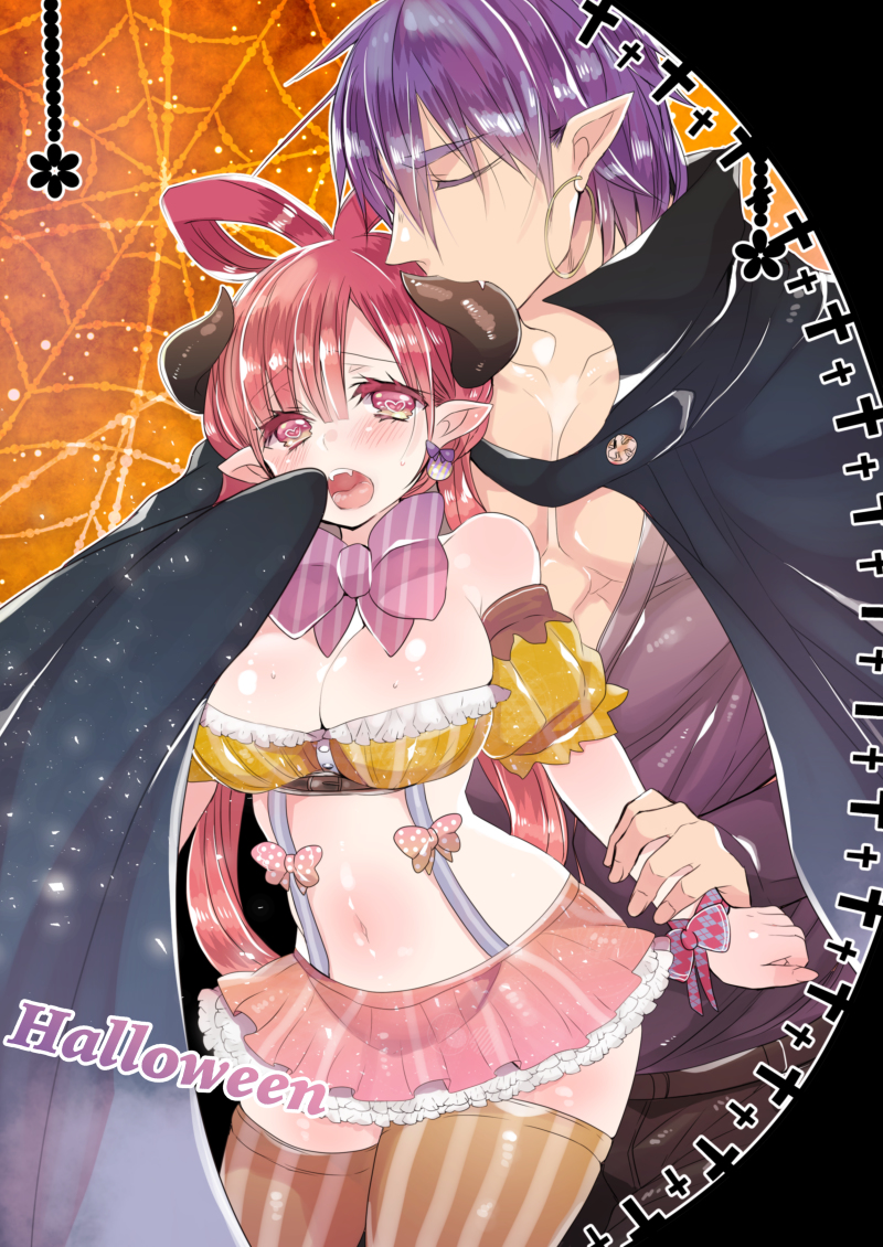 1boy 1girl breasts magi_the_labyrinth_of_magic mamemix navel skirt