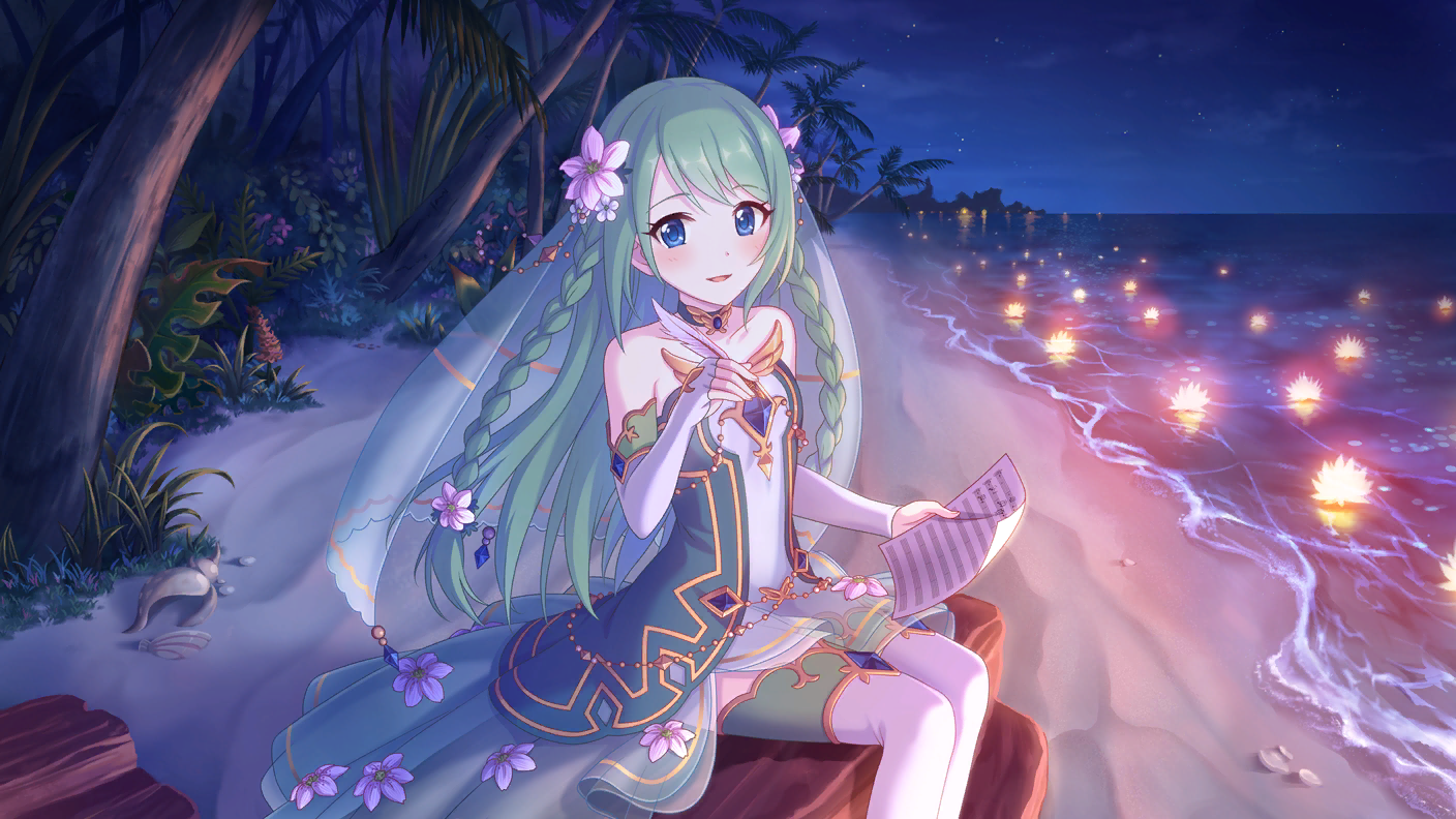 Chika Princess Connect Cygames Princess Connect Official Art 1girl Beach Blue Eyes 0934