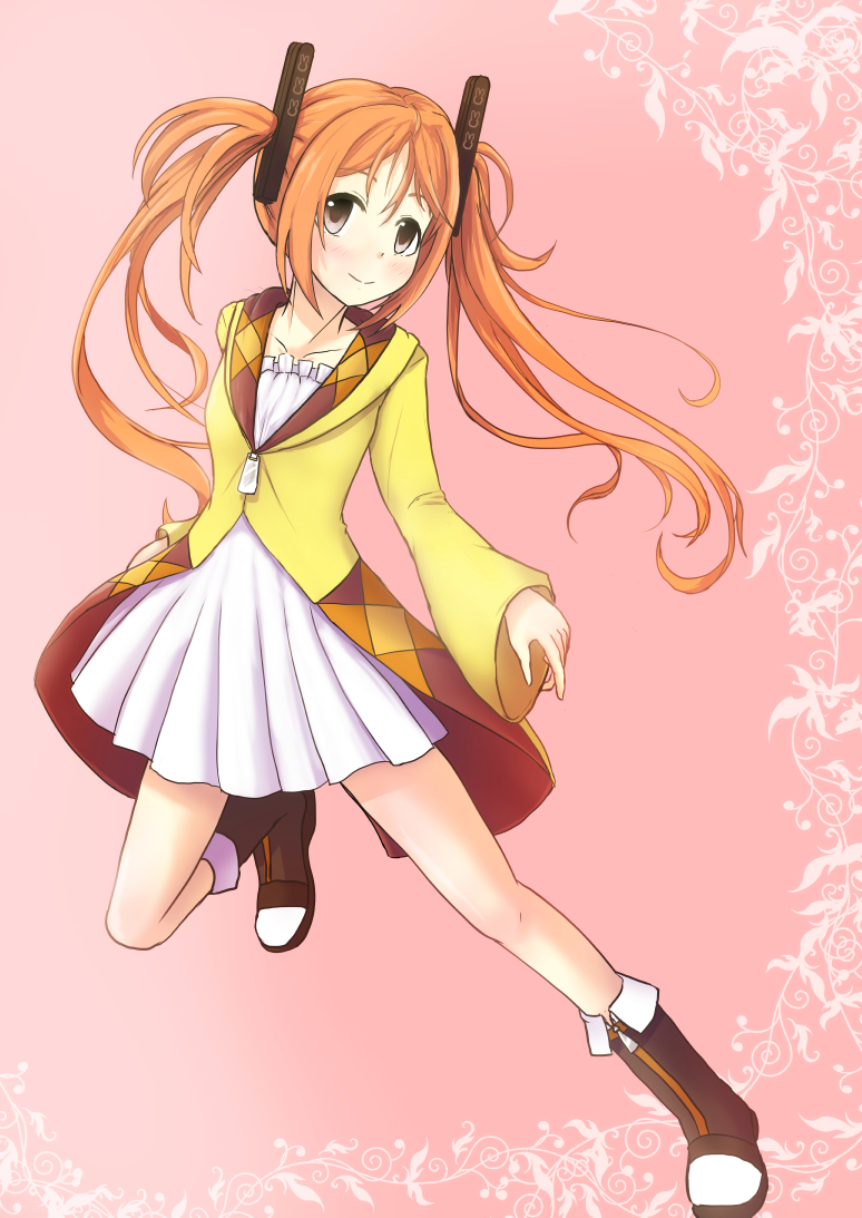 10s 1girl aihara_enju black_bullet brown_eyes long_hair looking_at_viewer okina_(805197) orange_hair smile twintails