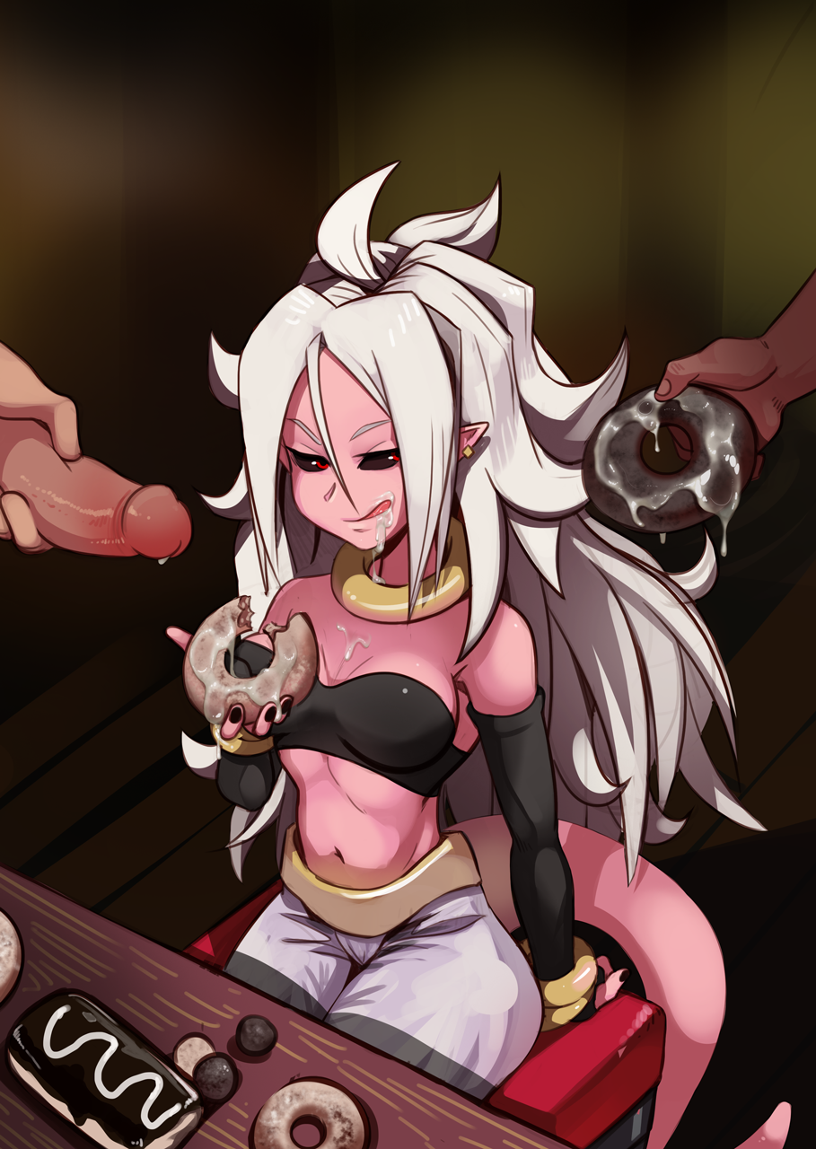Android 21 eats cum donut