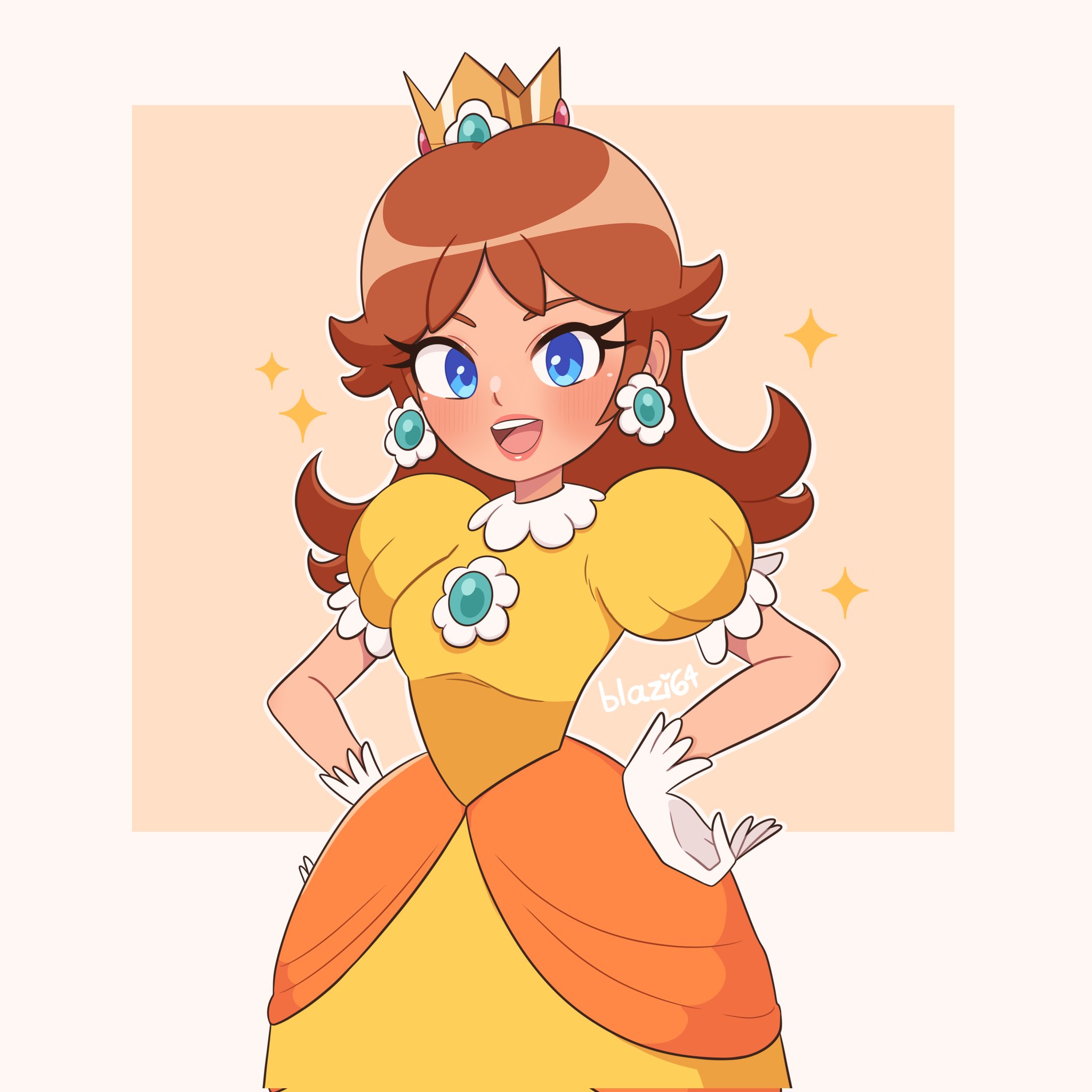 Princess Daisy Mario Series Nintendo Super Mario Land Highres 1girl Blue Eyes Brown 