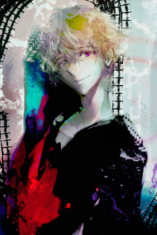 1boy blonde_hair male_focus mutou_tooru nekoif red_eyes shiki_(novel) solo