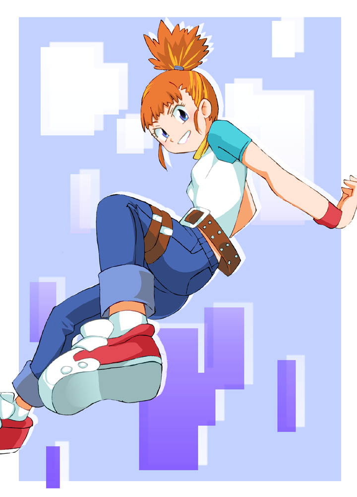 Makino Ruki Digimon Digimon Tamers 1girl Belt Blue Eyes Orange Hair Smile Solo Image 8032