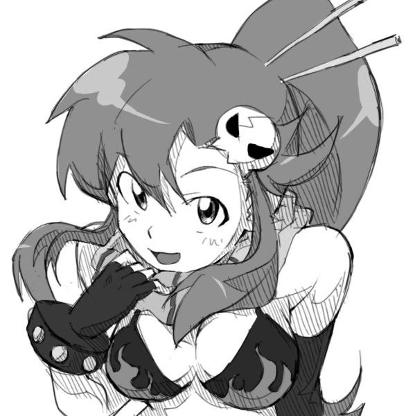 00s 1girl bad_id bad_pixiv_id bikini bikini_top_only breasts cleavage female_focus fingerless_gloves gloves greyscale hair_ornament long_hair monochrome ponytail scarf shinkon solo swimsuit tengen_toppa_gurren_lagann yoko_littner