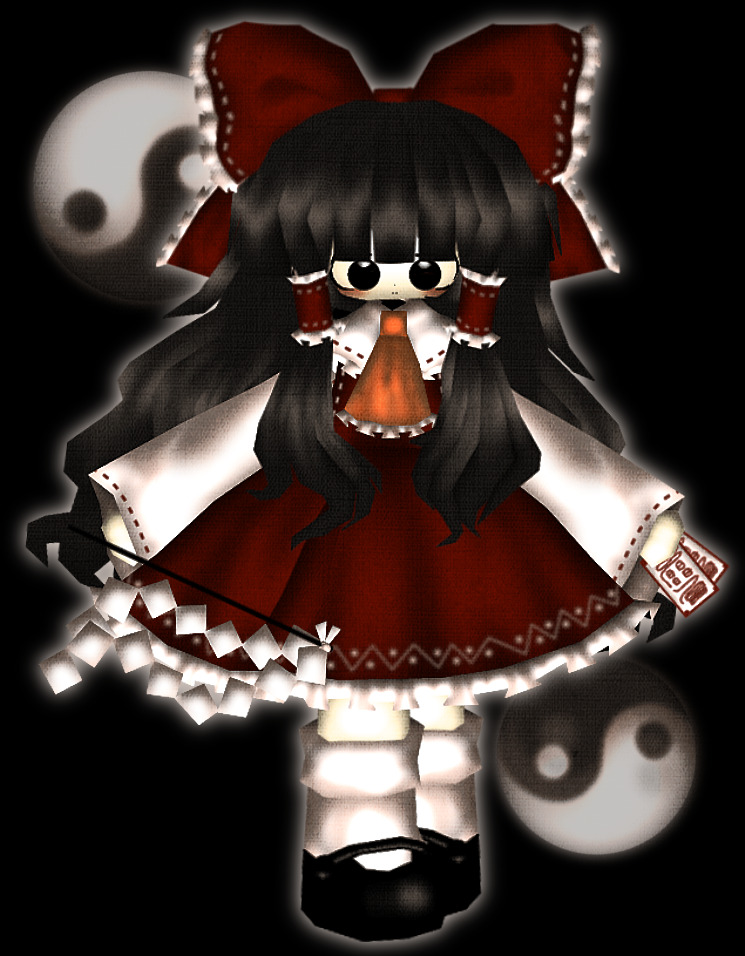 1girl bad_id bad_twitter_id black_background black_eyes black_footwear black_hair bow frilled_bow frilled_hair_tubes frills full_body hair_bow hair_tubes hakurei_reimu holding lastworry111 long_hair long_sleeves looking_at_viewer orb red_bow simple_background socks solo standing straight-on touhou white_socks yin_yang yin_yang_orb