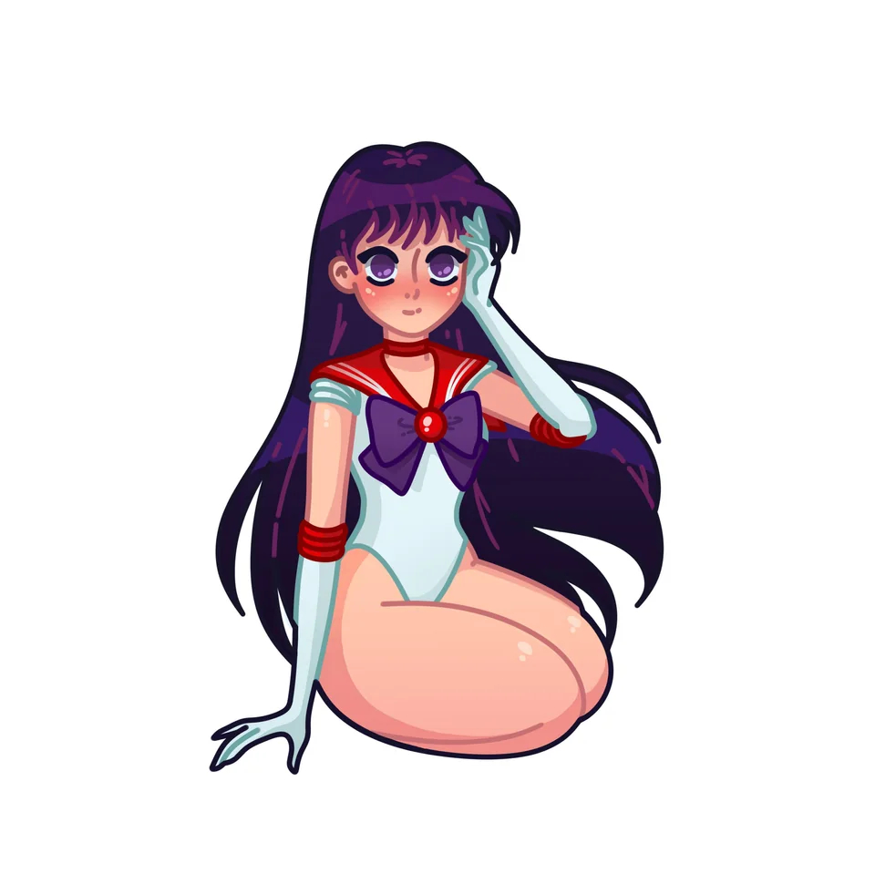 1girl bishoujo_senshi_sailor_moon hino_rei leotard purple_eyes purple_hair sailor_mars white_leotard