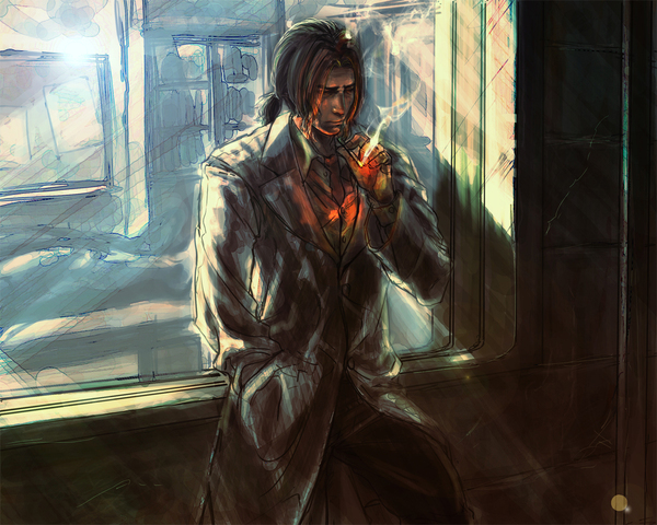 1boy capcom cigarette doctor image_sample katou_teppei luis_sera male_focus pixiv_sample regenerator resident_evil resident_evil_4 resized smoking solo