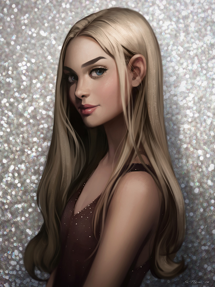 1girl artist_name blonde_hair blue_eyes closed_mouth female_focus highres image_sample long_hair no_bangs original realistic smile solo svetlana_tigai upper_body