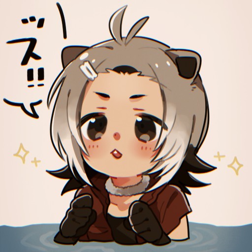 10s 1girl :3 ahoge american_beaver_(kemono_friends) animal_ears antenna_hair bangs_pinned_back beaver_ears black_gloves black_one-piece_swimsuit blush brown_eyes brown_hair brown_jacket buck_teeth chromatic_aberration clenched_hands collarbone dot_nose eyebrows female_focus fur_collar gloves gradient_hair grey_hair hair_ornament hairclip hands_up jacket kajino kemono_friends looking_at_viewer medium_hair multicolored_hair one-piece_swimsuit open_clothes open_jacket open_mouth outdoors partially_submerged river short_sleeves smile solo sparkle speech_bubble swimsuit swimsuit_under_clothes tareme teeth thick_eyebrows upper_teeth_only water white_hair