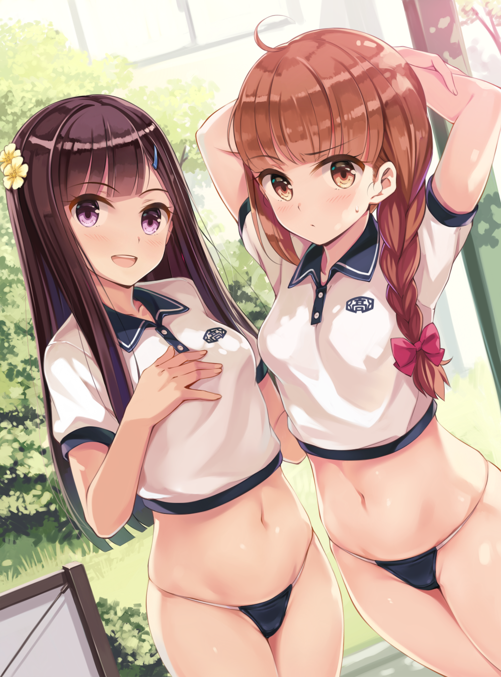 Yokaze Japan Original Commentary Request Highres 2girls D Ahoge