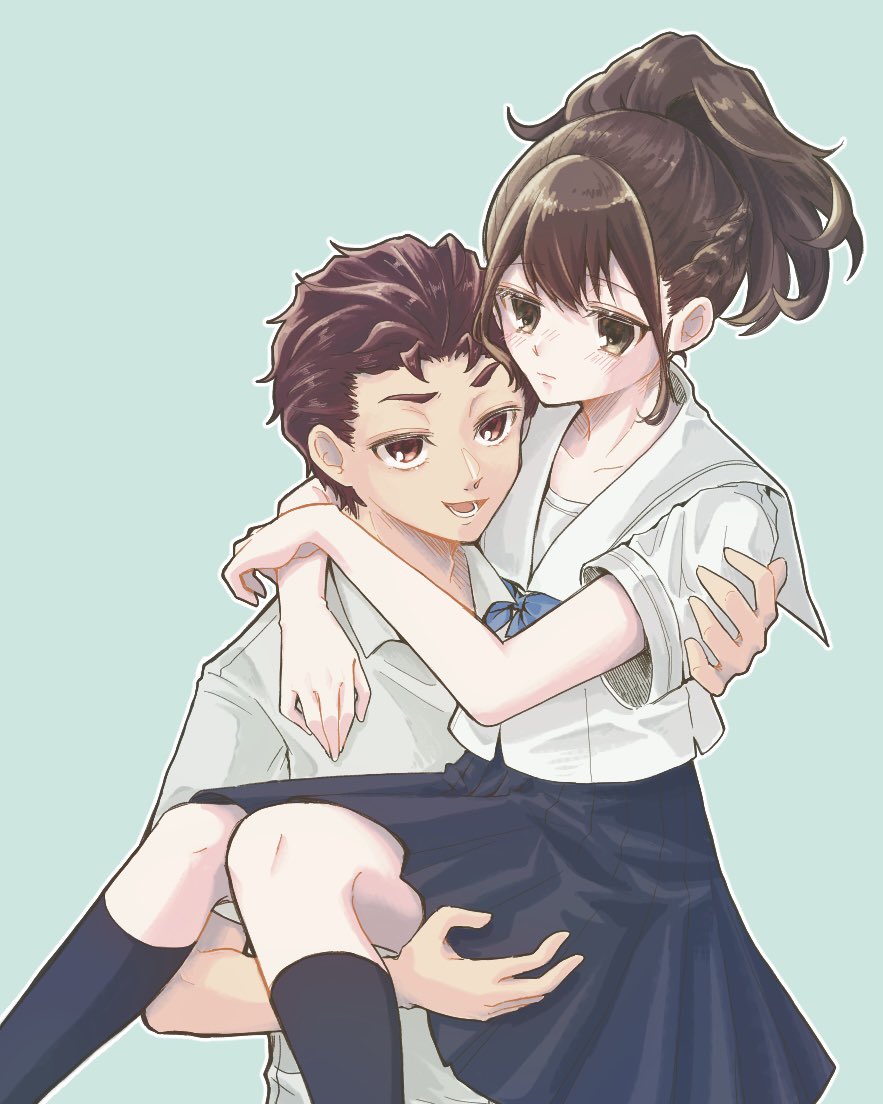 1boy 1girl 70lio bad_link brown_eyes brown_hair couch dirty dirty_face dress_shirt non-web_source ponytail robotics;notes school_uniform senomiya_akiho shirt short_hair sitting smile tablet_pc watch white_shirt yashio_kaito