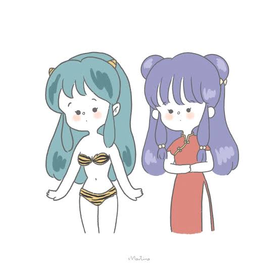 2girls chinese_clothes green_hair long_hair lum multiple_girls purple_hair ranma_1/2 shampoo_(ranma_1/2) urusei_yatsura