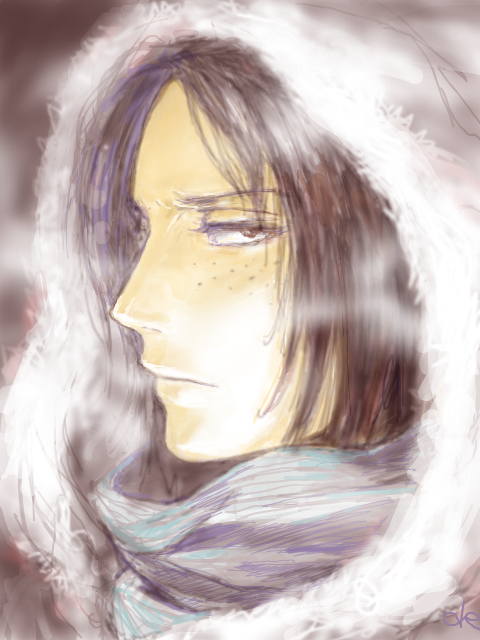 1girl artist_request breath close-up female_focus hood shingeki_no_kyojin solo tegaki ymir_(shingeki_no_kyojin)