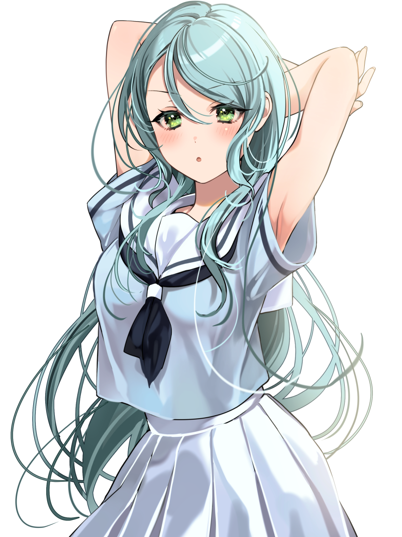 Roko Pe0e07 Hikawa Sayo Bang Dream Bad Id Bad Pixiv Id O Aqua Hair Armpits Arms 