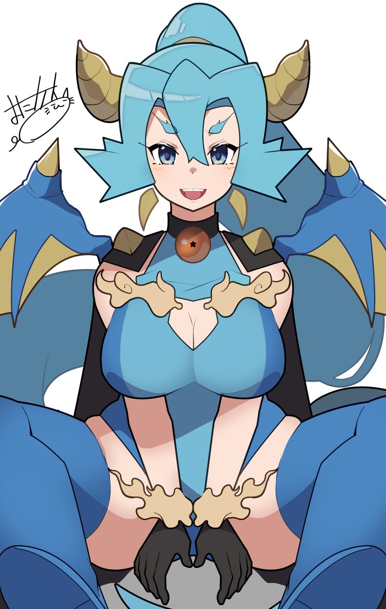 alternate_costume breasts clair_(pokemon) creatures_(company) dragon_girl dragon_horns game_freak horns large_breasts mituyota_76 nintendo pokemon pokemon_gsc solo