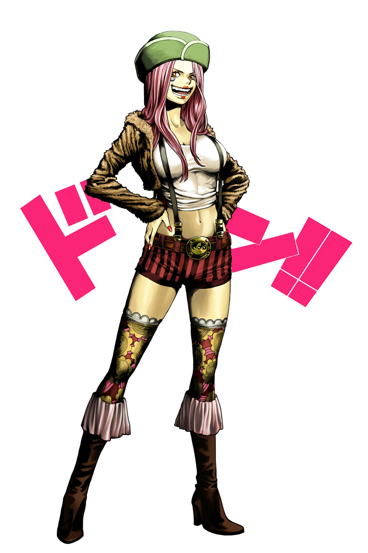 Suyu38 Jewelry Bonney One Piece 1girl Boots Breasts Brown Eyes 