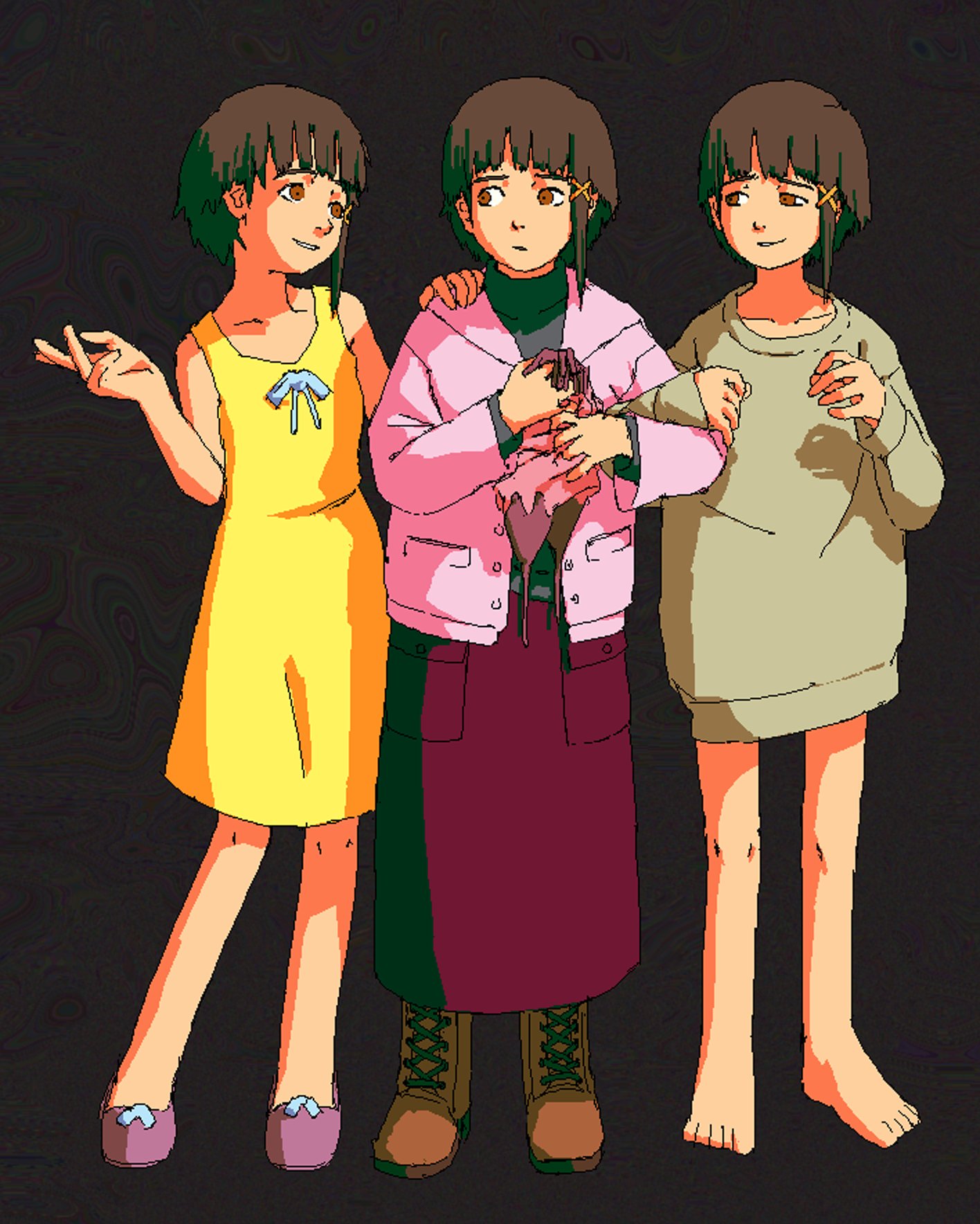 Pantsu Ripper Iwakura Lain Serial Experiments Lain Tagme 3girls 