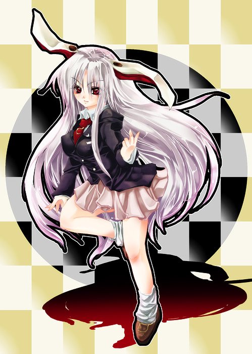 1girl animal_ears bad_id bad_pixiv_id rabbit_ears female_focus long_hair mis misoka_nitsuki purple_hair reisen_udongein_inaba skirt solo touhou very_long_hair