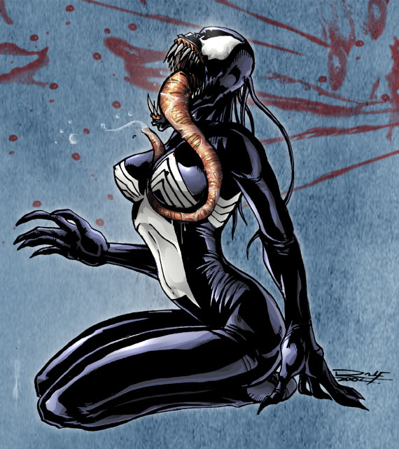 ann_weying breasts large_breasts marvel sharp_teeth she-venom skin_tight spider-man_(series) tagme teeth venom_(marvel)