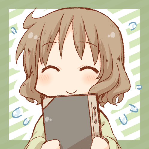 1girl blush brown_hair daitirumoesu closed_eyes lowres nichijou sakurai_izumi short_hair