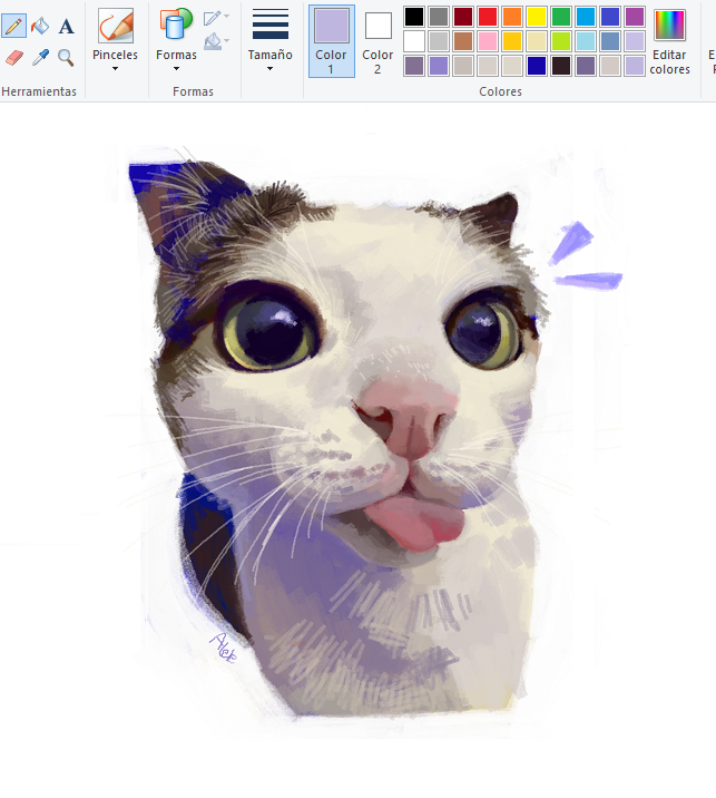 alwaysalele animal animal_focus art_program_in_frame cat microsoft_paint_(software) no_humans notice_lines original tongue tongue_out whiskers