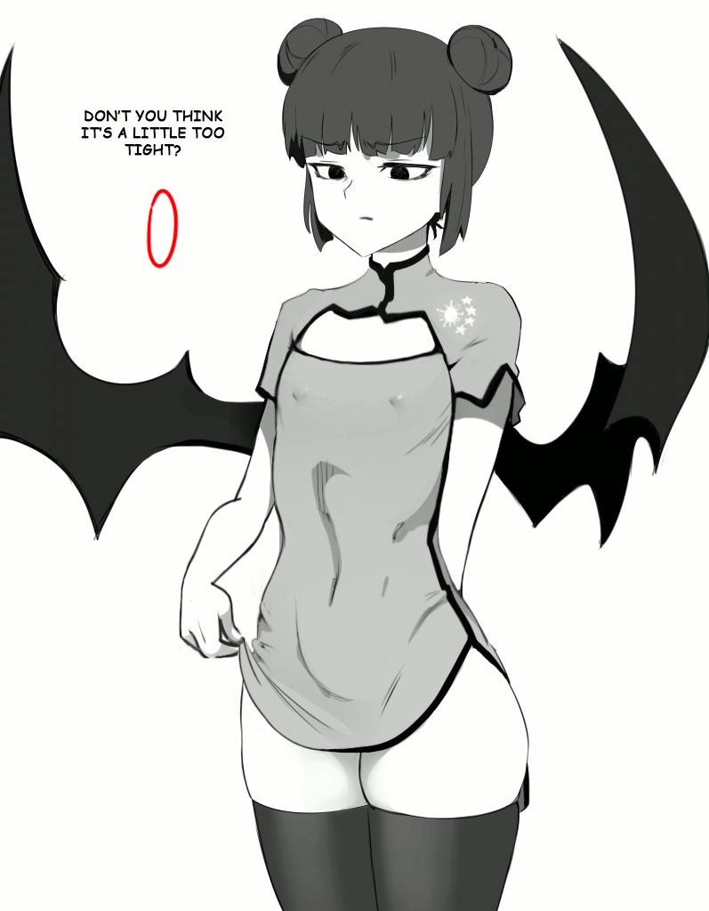 wildart, corona-chan, animated, animated gif, tagme, 1girl, black hair, breast  expansion, breasts, china dress, chinese clothes, coronavirus, demon wings,  dress, english text, flat chest, greyscale, huge breasts, lactation, large  breasts, medium breasts,