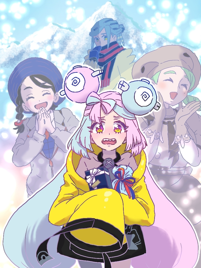 3girls creatures_(company) game_freak grusha_(pokemon) iono_(pokemon) juliana_(pokemon) katy_(pokemon) multiple_girls nintendo pokemon pokemon_sv sariika_(sakisariika) sharp_teeth teeth