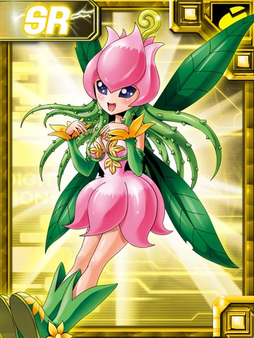 1girl digimon digimon_(creature) digimon_collectors fairy female_focus flower lilimon lowres monster_girl official_art petals plant plant_girl solo tagme vines wings