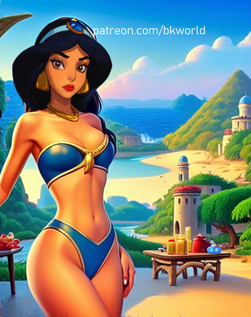 alone_girl bikini jasmine_(disney) lake standing swimsuit