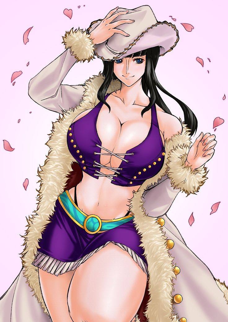 artist_request black_hair blue_eyes breasts closed_mouth collarbone female_focus large_breasts long_hair looking_at_viewer nico_robin one_piece second-party_source smile solo