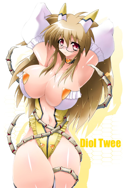 1girl breasts diol_twee female_focus glasses konami large_breasts otomedius solo tagme tentacles xexex