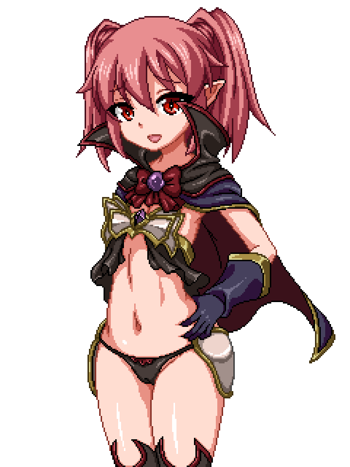 1girl demon_girl flat_chest official_art pixel_art pointy_ears red_eyes rpg_maker rpg_maker_game the_demon_lord&#039;s_daughter_demona transparent_background