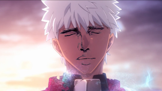 1boy archer_(fate) closed_eyes fate/stay_night fate_(series) gradient_background male_focus parody portrait solo yaranaika