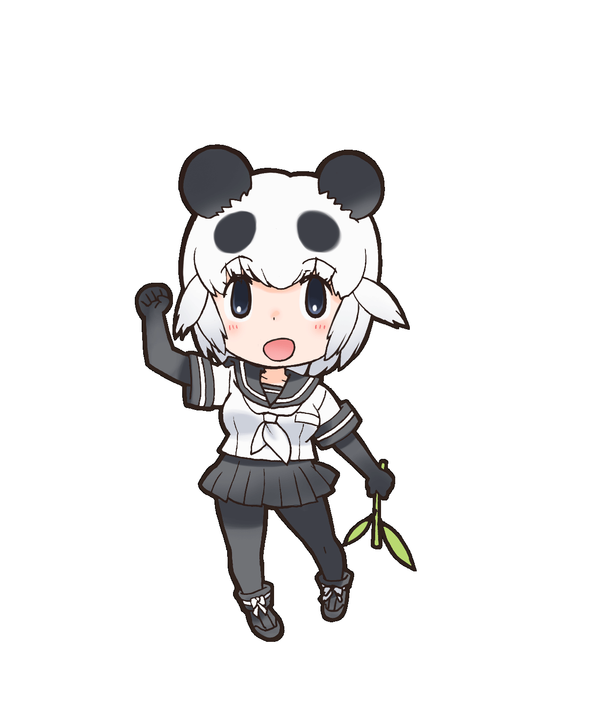 1girl animal_costume animal_ear_fluff animal_ears giant_panda_(kemono_friends) highres kemono_friends looking_at_viewer official_art solo standing tachi-e tail transparent_background yoshizaki_mine