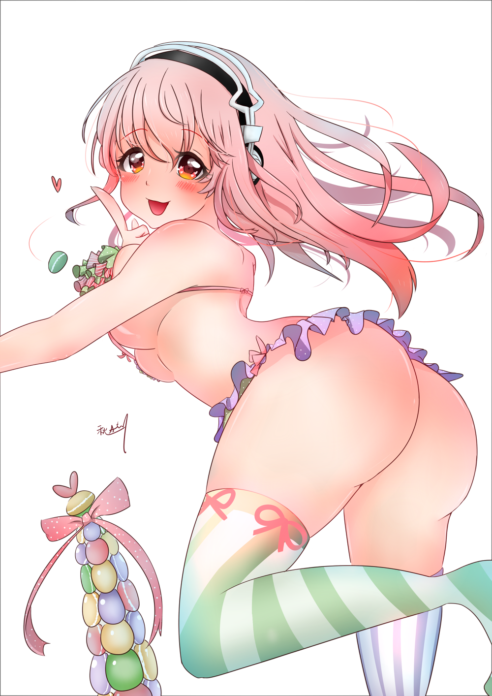 Aki Sakura Super Sonico Nitroplus Frilled Swimsuit Bad Id Bad Pixiv Id Highres 1girl Ass 5874