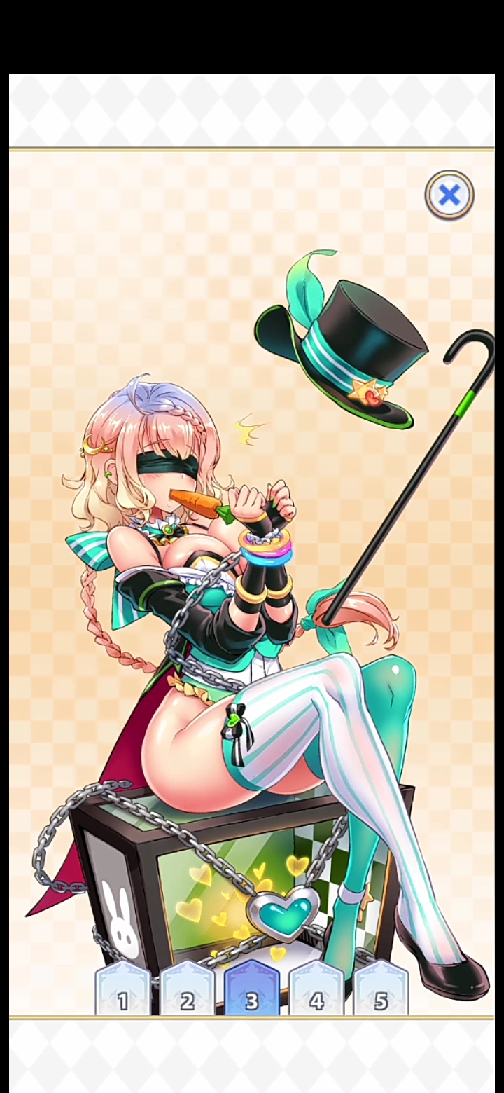 grace (project qt), project qt, highres, blindfold, blonde hair, bound,  bound wrists, chain, food in mouth, hat, multicolored hair - Image View - |  Gelbooru - Free Anime and Hentai Gallery