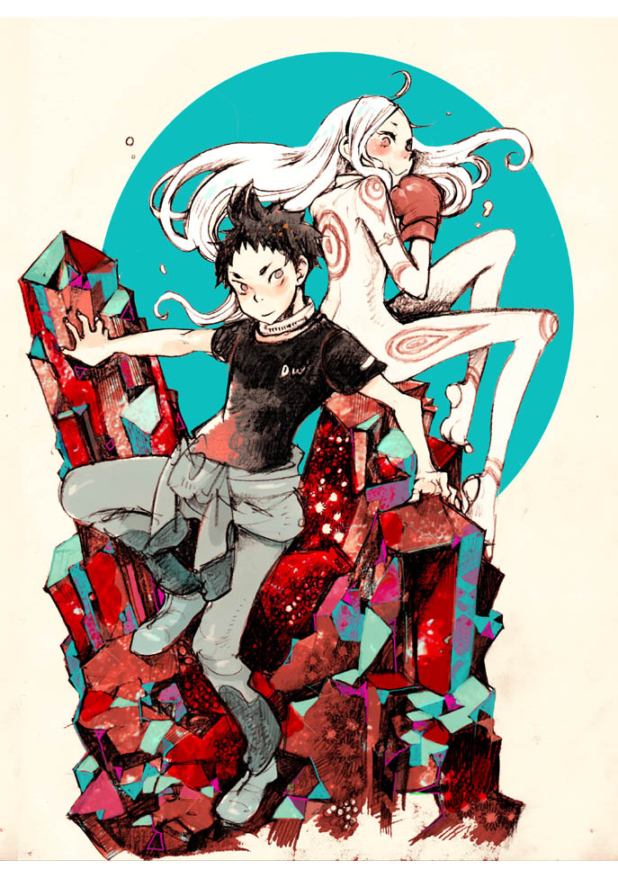 Igarashi Ganta Shiro Deadman Wonderland Deadman Wonderland 1boy 1girl Ahoge Albino 4965