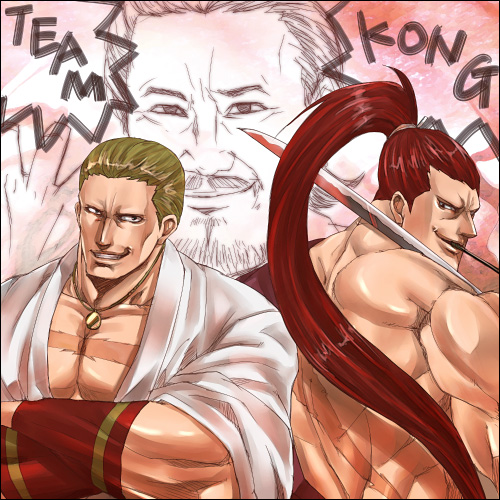 geese_howard katana kibagami_genjuro lowres male_focus muscular red_hair samurai_spirits snk sword the_king_of_fighters weapon