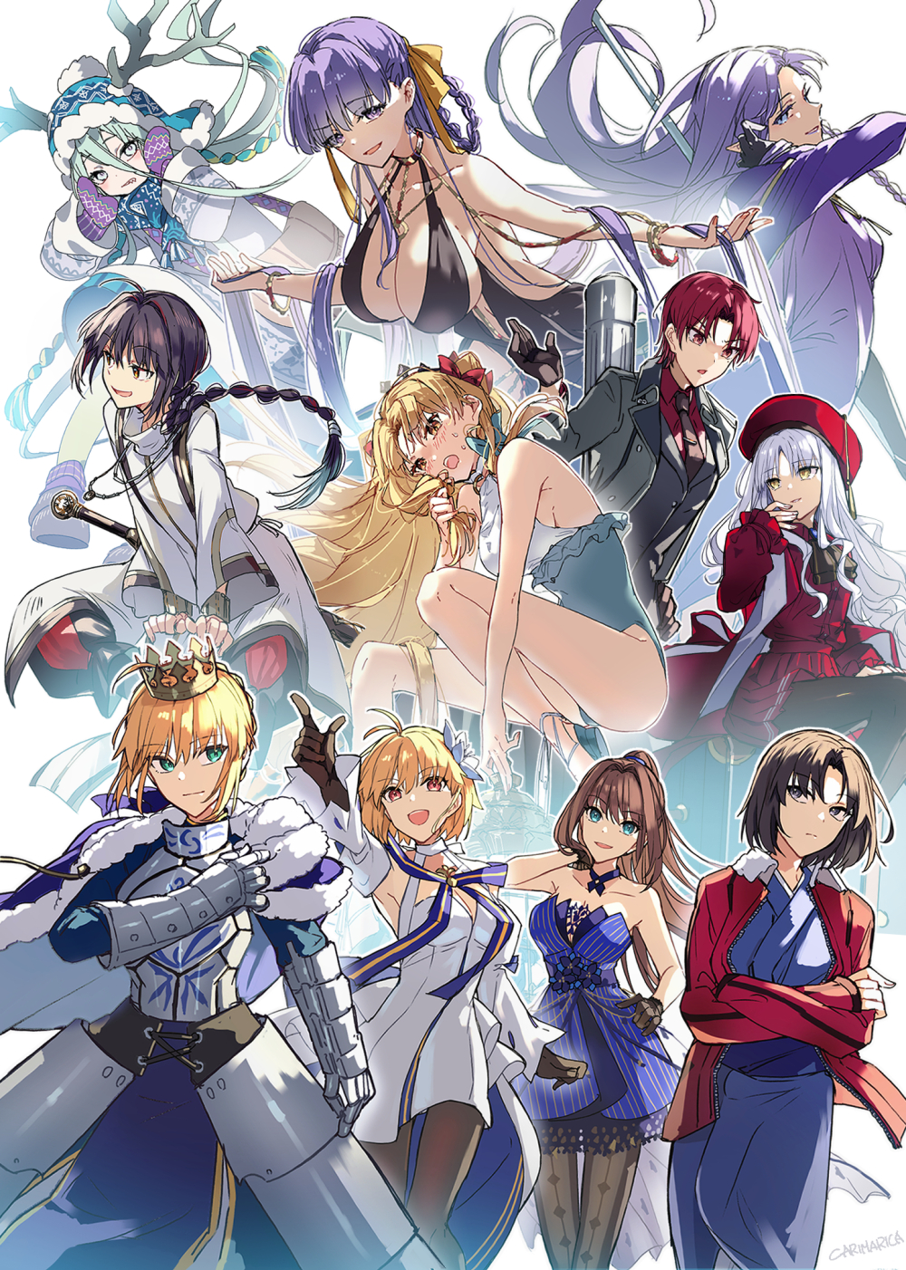 1other 6+girls ahoge androgynous antlers aozaki_aoko arcueid_brunestud arcueid_brunestud_(mooncancer) armor armored_dress artoria_pendragon_(all) artoria_pendragon_(fate) baggy_pants bare_shoulders bazett_fraga_mcremitz bb_(fate) bb_dubai_(fate) beanie belly_chain beret black_dress black_gloves black_hair black_jacket black_necktie black_pants black_pantyhose black_suit blonde_hair blue_cape blue_dress blue_eyes blue_hair blue_hat blue_kimono blue_ribbon blue_scarf blue_skirt blush bow bracelet braid braided_hair_rings braided_ponytail breastplate breasts brooch brown_eyes brown_hair brown_pantyhose cape caren_hortensia caren_hortensia_(amor_caren) caren_hortensia_(amor_caren)_(second_ascension) carimarica center_opening choker cleavage coat collared_shirt crossed_arms crown detached_sleeves dress dress_shirt ereshkigal_(fate) fate/grand_order fate/samurai_remnant fate/stay_night fate_(series) faulds flower formal_clothes fur-trimmed_cape fur_trim gauntlets gloves green_eyes grey_coat grey_eyes grey_one-piece_swimsuit grin hair_between_eyes hair_bow hair_bun hair_flower hair_intakes hair_ornament hair_ribbon hair_rings hairband hat high_ponytail highres horns jacket japanese_clothes jewelry juliet_sleeves kara_no_kyoukai kimono large_breasts long_hair long_skirt long_sleeves looking_at_viewer louhi_(fate) louhi_(second_ascension)_(fate) mahou_tsukai_no_yoru manannan_mac_lir_(fate) manannan_mac_lir_(first_ascension)_(fate) medea_(fate) medium_breasts mittens mole mole_under_eye multicolored_clothes multicolored_skirt multiple_girls neck_ribbon necklace necktie o-ring one-piece_swimsuit open_clothes open_coat open_mouth pants pantyhose parted_bangs pointy_ears puffy_sleeves purple_cape purple_dress purple_eyes purple_hair purple_mittens red_dress red_eyes red_hair red_hat red_jacket red_shirt ribbon ryougi_shiki saber_(fate) sash scarf shawl shirt short_hair side_braid sidelocks skirt small_breasts smile space_ereshkigal_(fate) space_ereshkigal_(first_ascension)_(fate) suit sweater swimsuit thighs tsukihime twin_braids two-tone_swimsuit two_side_up very_long_hair wavy_hair white_dress white_eyes white_hair white_one-piece_swimsuit white_shirt white_skirt white_sweater wide_sleeves yamato_takeru_(fate) yellow_eyes yellow_ribbon