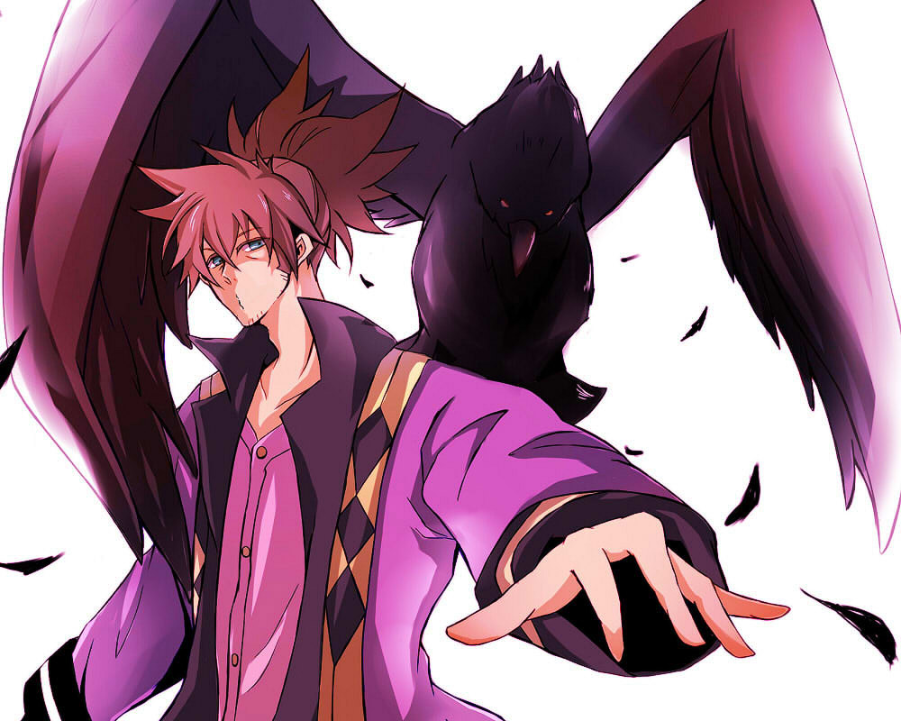 00s 1boy bad_id bad_pixiv_id bird black_hair coat crow facial_hair green_eyes kanbe_(937883) male_focus name_connection object_namesake ponytail raven_(tales) solo stubble tales_of_(series) tales_of_vesperia white_background