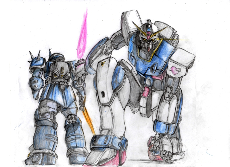 artist_request efreet_(gundam) gundam gundam_cross_dimension_0079 mecha mobile_suit_gundam pixie_gundam robot sword weapon