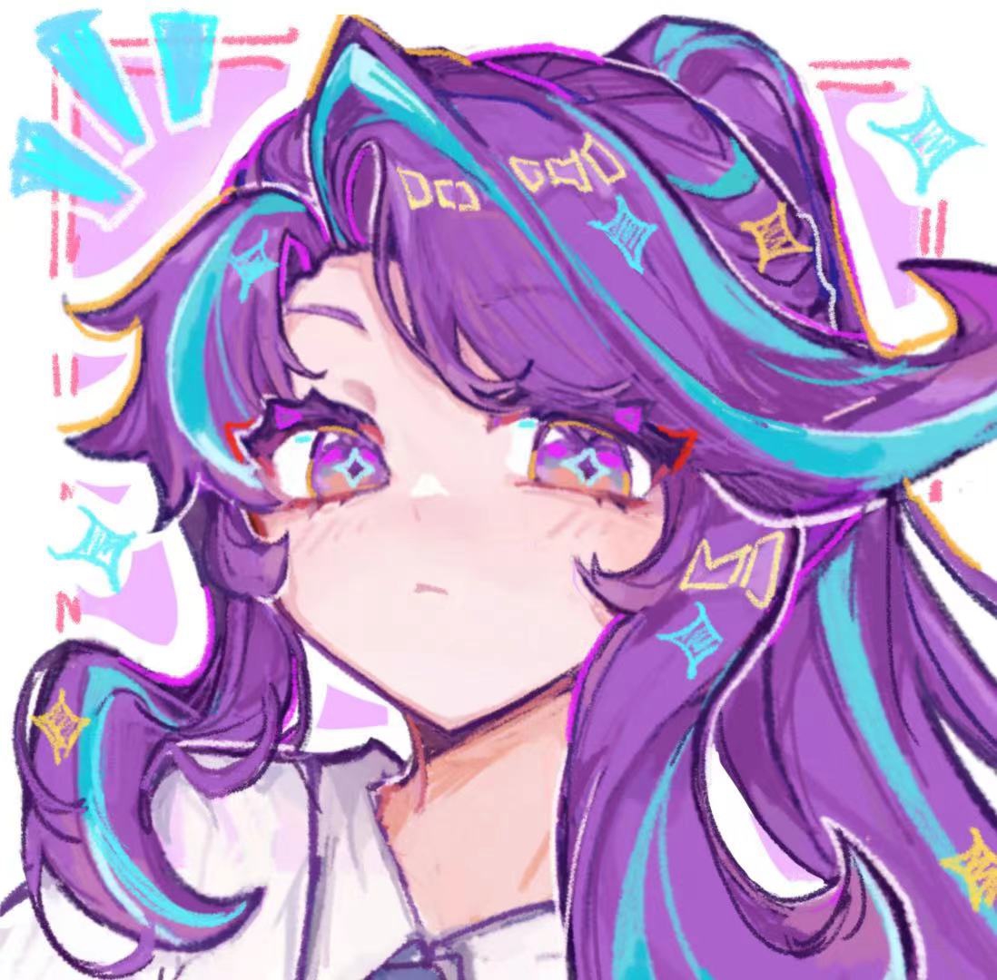 1girl aqua_hair blush chinese_commentary close-up closed_mouth commentary_request frown long_hair long_sidelocks looking_at_viewer multicolored_hair my_little_pony my_little_pony:_friendship_is_magic personification ponytail portrait purple_eyes purple_hair shirt sidelocks solo sparkle star-shaped_pupils star_(symbol) starlight_glimmer streaked_hair symbol-shaped_pupils very_long_hair white_shirt ziwaixianzhiyu